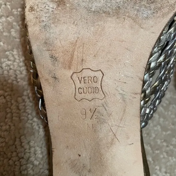 EUC VANELI MERIZA Tobacco Moenia SLIDES 9.5 GREAT NEUTRAL SANDALS! Metallics!