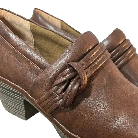 Euro Soft Tarra Brown Vegan Chunky Heeled Slip-On Shoes Size 11