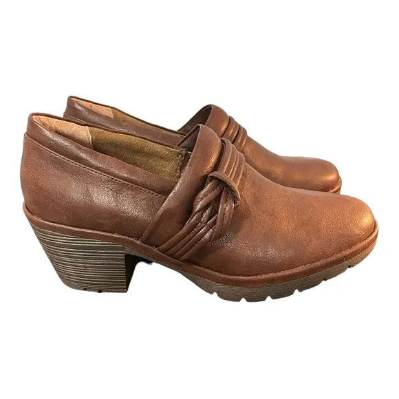 Euro Soft Tarra Brown Vegan Chunky Heeled Slip-On Shoes Size 11