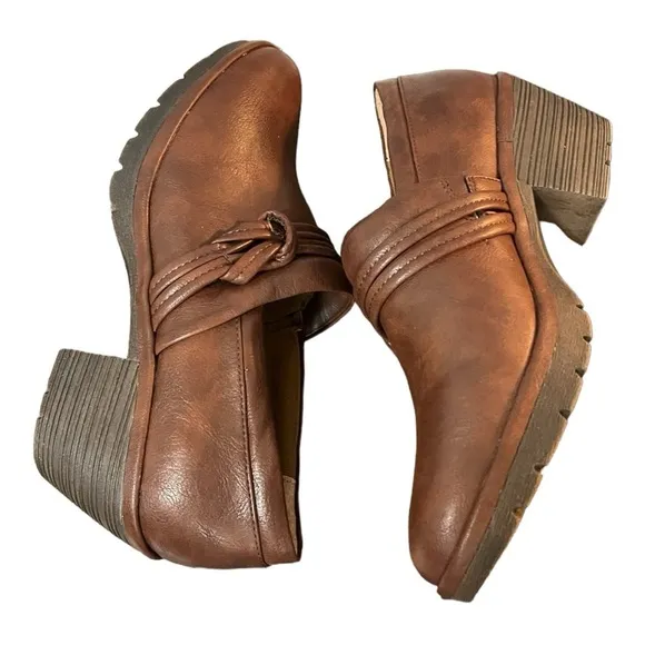 Euro Soft Tarra Brown Vegan Chunky Heeled Slip-On Shoes Size 11