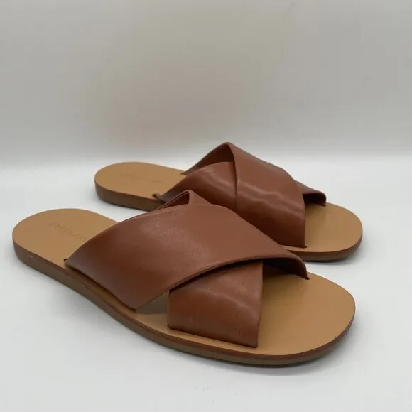 Everlane The Day Crossover Womens 8.5 Slip On Sandals Sienna Brown Leather Slide