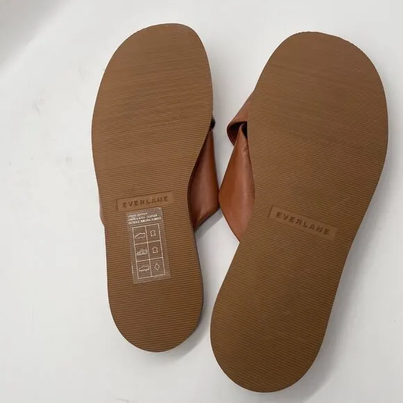 Everlane The Day Crossover Womens 8.5 Slip On Sandals Sienna Brown Leather Slide