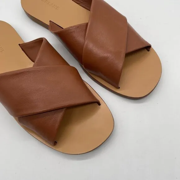 Everlane The Day Crossover Womens 8.5 Slip On Sandals Sienna Brown Leather Slide