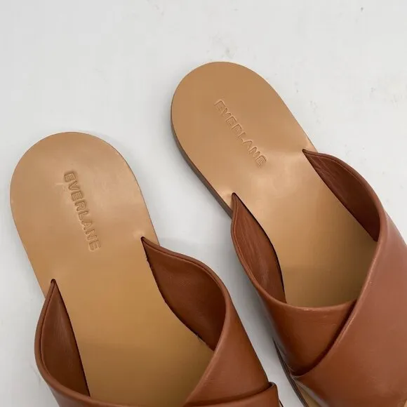 Everlane The Day Crossover Womens 8.5 Slip On Sandals Sienna Brown Leather Slide
