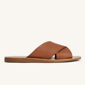 Everlane The Day Crossover Womens 8.5 Slip On Sandals Sienna Brown Leather Slide