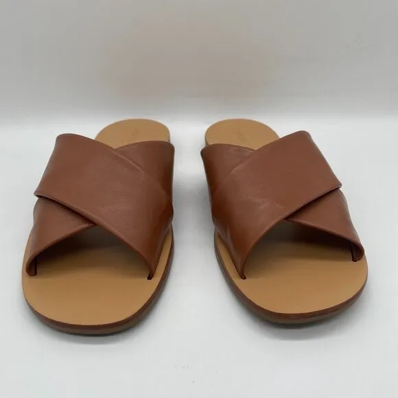 Everlane The Day Crossover Womens 8.5 Slip On Sandals Sienna Brown Leather Slide