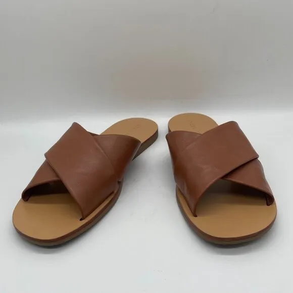 Everlane The Day Crossover Womens 8.5 Slip On Sandals Sienna Brown Leather Slide