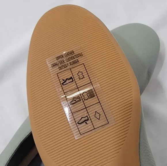 Everlane The Day Glove in Sage Green Leather Womens Size 7.5 Slip On Shoes Flats