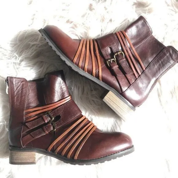 Everybody by BZ Moda Boots 7 37.5 Ankle Booties Brown Tobacco