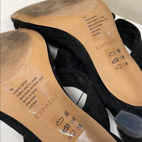 Express Women's Black Suede slip toe heels