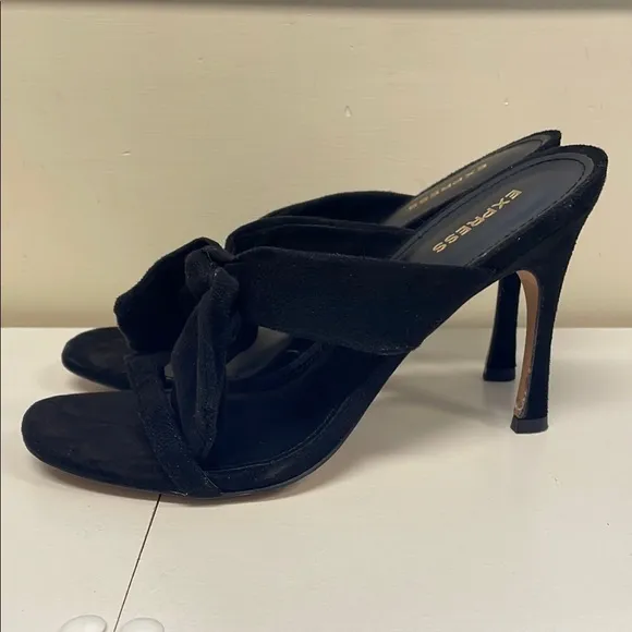 Express Women's Black Suede slip toe heels