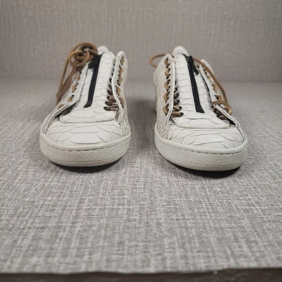 Fabrice Tardieu Garry White Python Leather Sneakers EU 38 Women's 7.5/8 Shoes