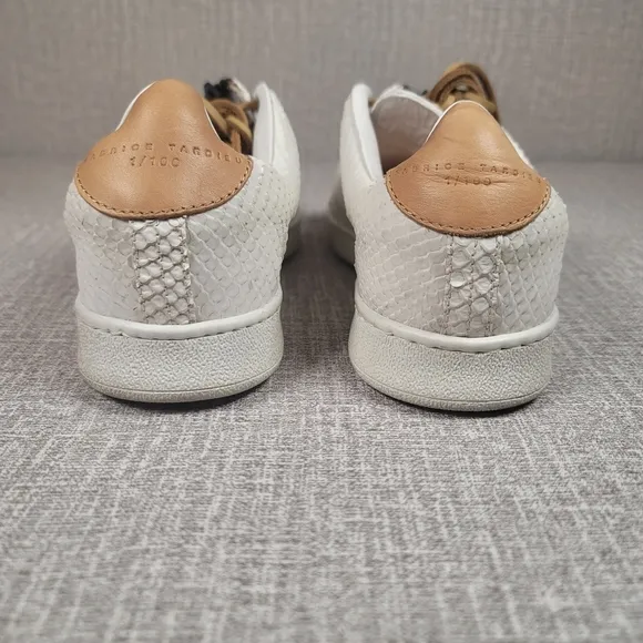 Fabrice Tardieu Garry White Python Leather Sneakers EU 38 Women's 7.5/8 Shoes
