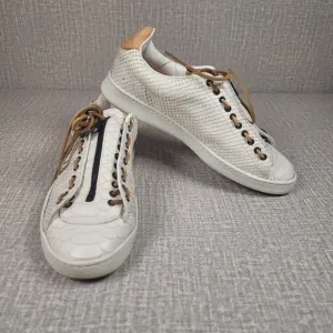 Fabrice Tardieu Garry White Python Leather Sneakers EU 38 Women's 7.5/8 Shoes
