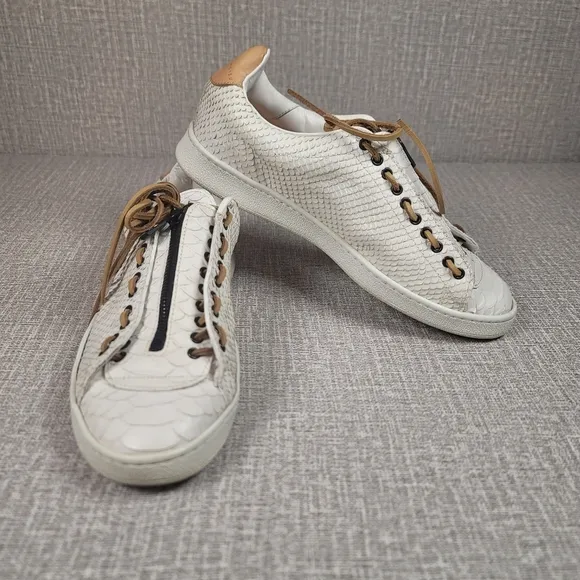 Fabrice Tardieu Garry White Python Leather Sneakers EU 38 Women's 7.5/8 Shoes