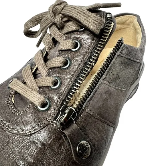 FIDELIO Hallux Haley Side Zip Leather Fossil Grey Shoes Women's Size 9.5 UK 7