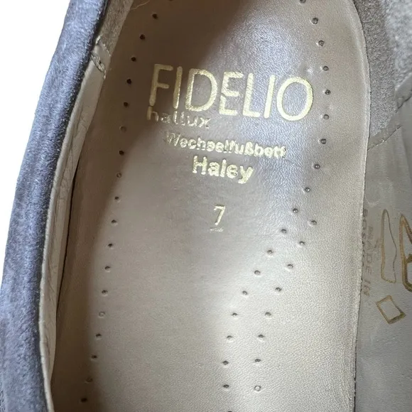 FIDELIO Hallux Haley Side Zip Leather Fossil Grey Shoes Women's Size 9.5 UK 7