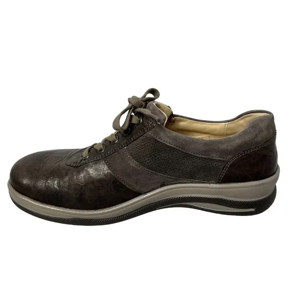 FIDELIO Hallux Haley Side Zip Leather Fossil Grey Shoes Women's Size 9.5 UK 7