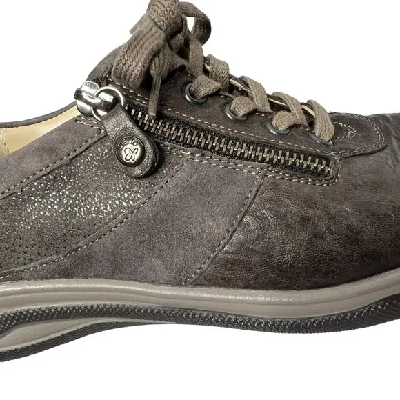FIDELIO Hallux Haley Side Zip Leather Fossil Grey Shoes Women's Size 9.5 UK 7