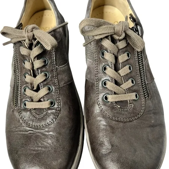 FIDELIO Hallux Haley Side Zip Leather Fossil Grey Shoes Women's Size 9.5 UK 7