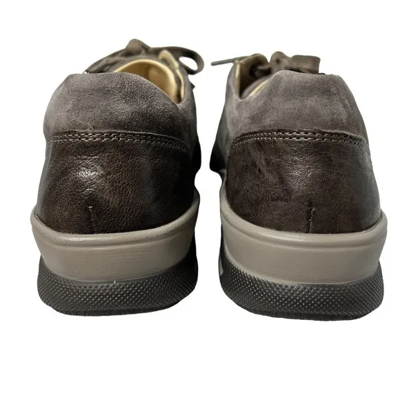 FIDELIO Hallux Haley Side Zip Leather Fossil Grey Shoes Women's Size 9.5 UK 7