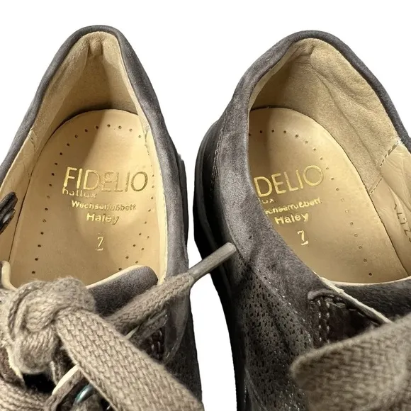 FIDELIO Hallux Haley Side Zip Leather Fossil Grey Shoes Women's Size 9.5 UK 7