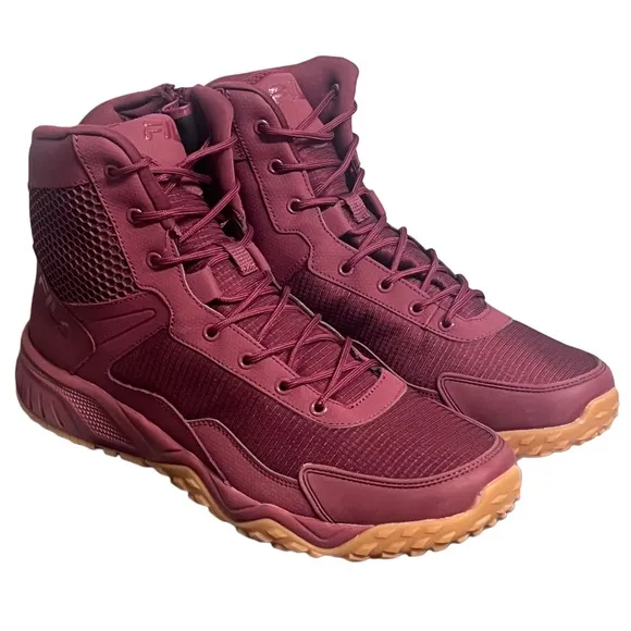 Fila Mens Boots Chastizer Burgundy Leather Mesh Ankle Support Boot Size 11 NIB
