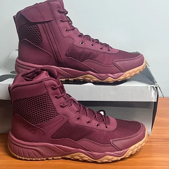 Fila Mens Boots Chastizer Burgundy Leather Mesh Ankle Support Boot Size 11 NIB
