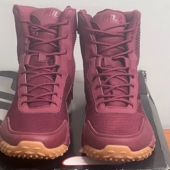 Fila Mens Boots Chastizer Burgundy Leather Mesh Ankle Support Boot Size 11 NIB
