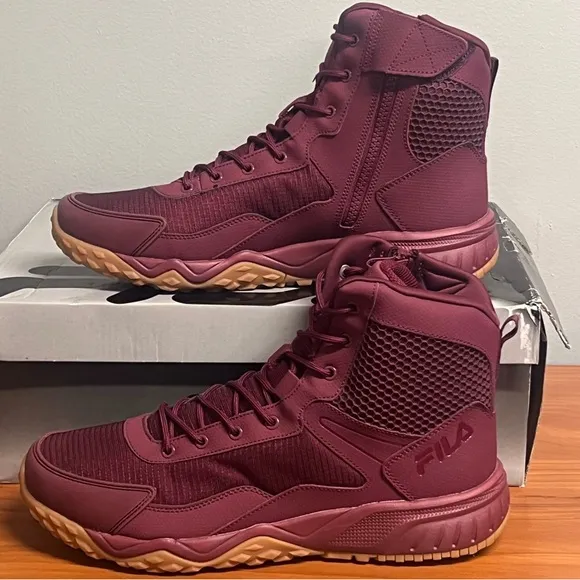 Fila Mens Boots Chastizer Burgundy Leather Mesh Ankle Support Boot Size 11 NIB