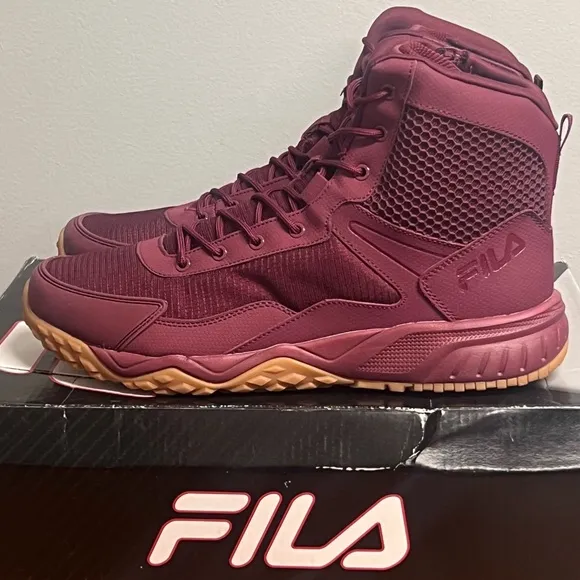 Fila Mens Boots Chastizer Burgundy Leather Mesh Ankle Support Boot Size 11 NIB