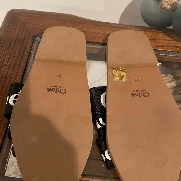 ❤️Final Price❤️Authentic Chloe’ Woody Logo Ribbon Slide Sandals