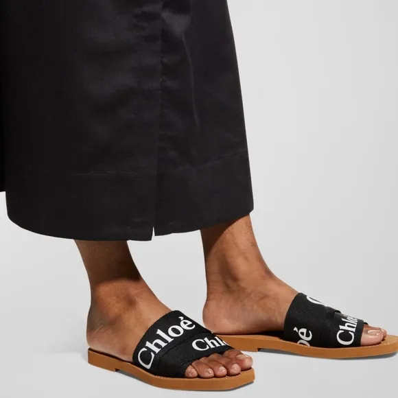 ❤️Final Price❤️Authentic Chloe’ Woody Logo Ribbon Slide Sandals