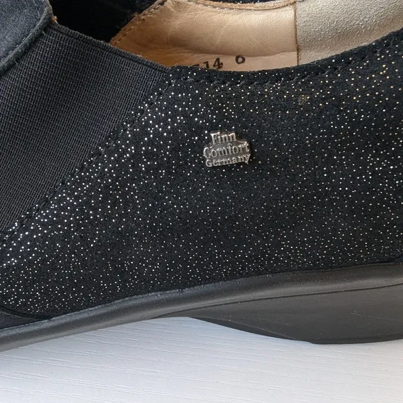 FINN COMFORT EDINA SOFT LEATHER SHOES REMOVABLE INSOLE EBONY