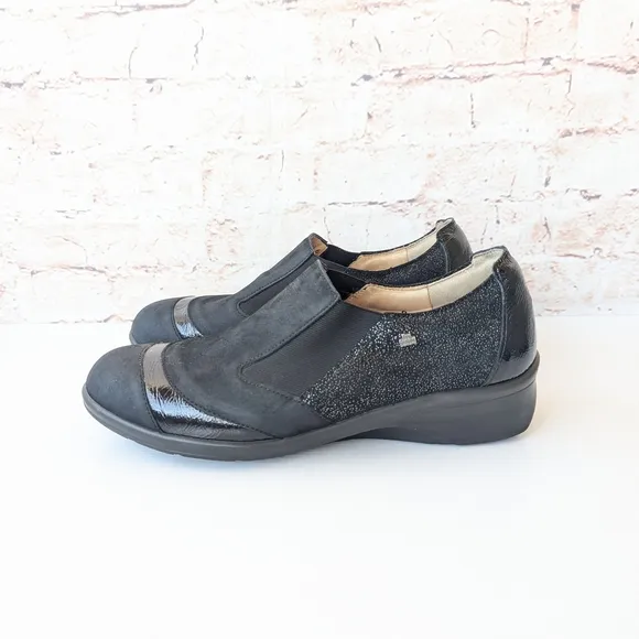 FINN COMFORT EDINA SOFT LEATHER SHOES REMOVABLE INSOLE EBONY