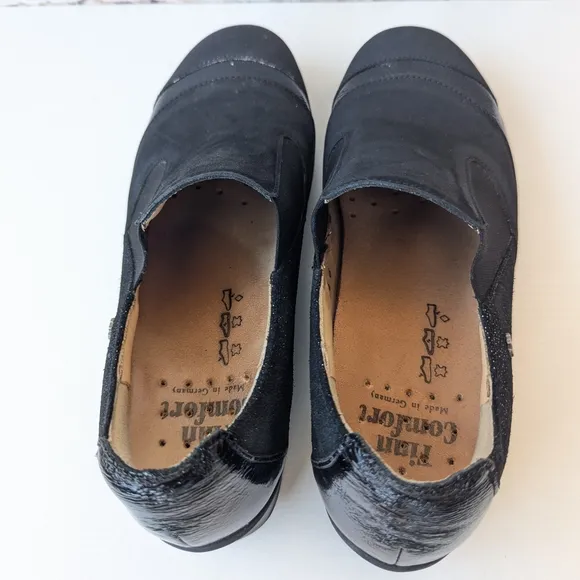FINN COMFORT EDINA SOFT LEATHER SHOES REMOVABLE INSOLE EBONY