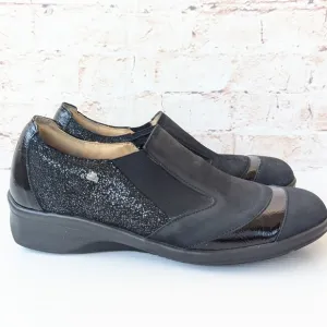 FINN COMFORT EDINA SOFT LEATHER SHOES REMOVABLE INSOLE EBONY