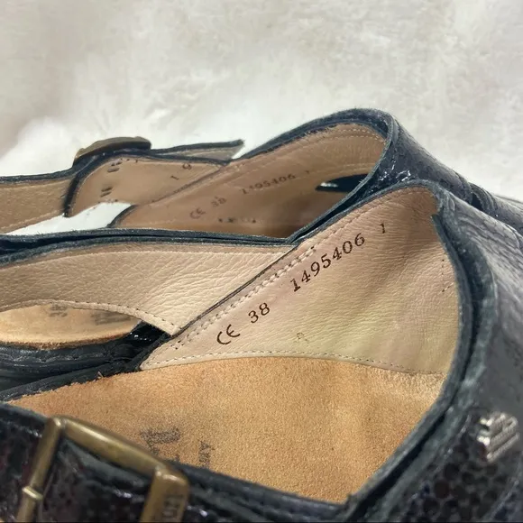 Finn Comfort Women's Sylt black croc/snake python print leather shoes size 38