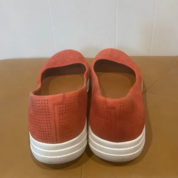 Fitflop Ballet Flats Suede Leather Comfort Walking Shoes Orange Red Sz Women  9