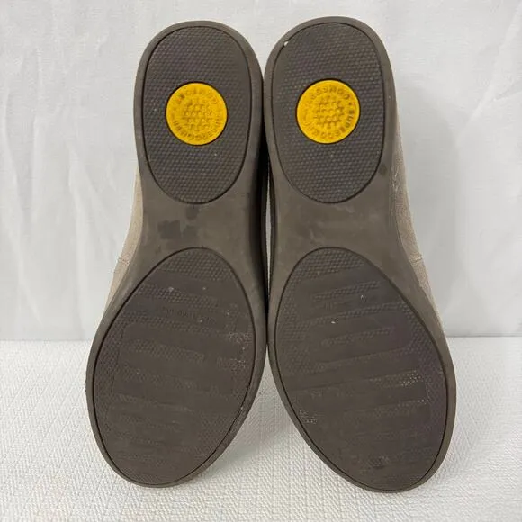 Fitflop Crystal Sneaker Loafer Womens Size 8.5 Suede Comfort Sparkly Wedge Taupe