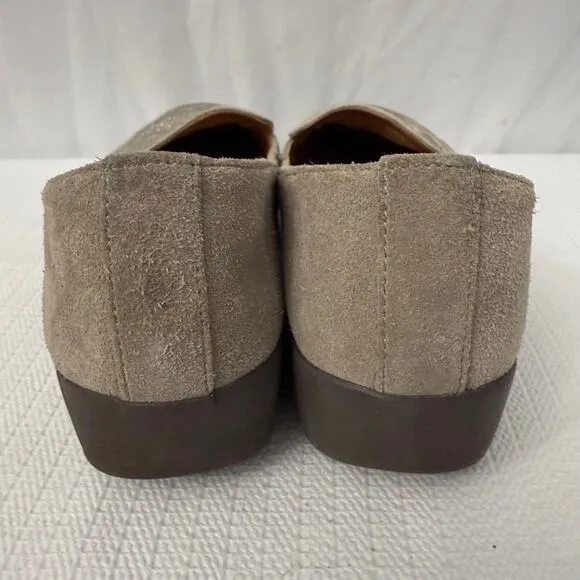 Fitflop Crystal Sneaker Loafer Womens Size 8.5 Suede Comfort Sparkly Wedge Taupe