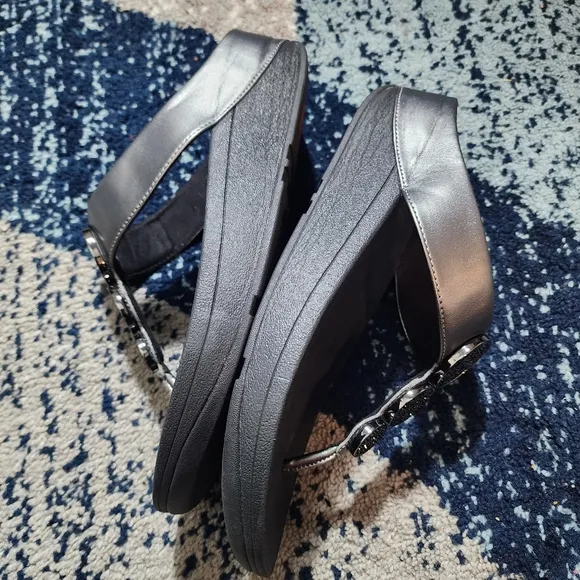 Fitflop Halo Toe Post Ladies Summer Metallic Sandals Bead-Circle Pewter Black 9
