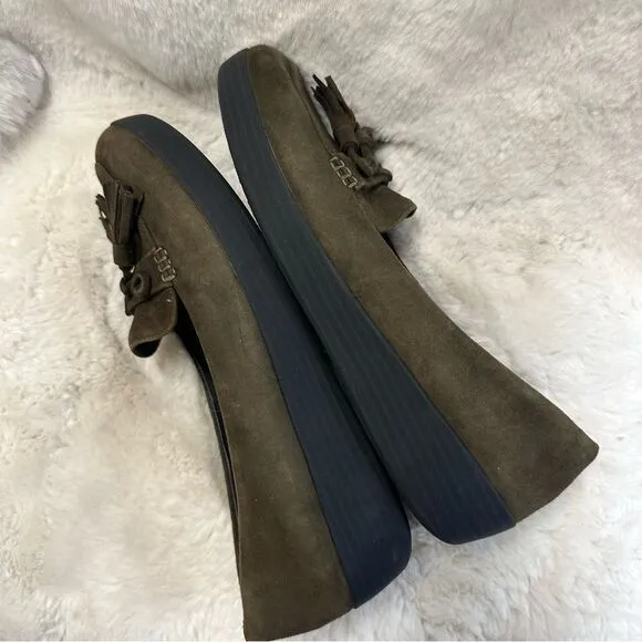 Fitflop J17 Tassel Bow Suede Sneakersloafer Comfort Shoes Dark Green 10