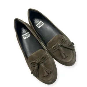 Fitflop J17 Tassel Bow Suede Sneakersloafer Comfort Shoes Dark Green 10