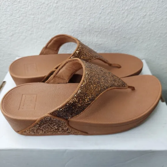 Fitflop Lulu Glitter Toe Thongs Sandals Size 8.5