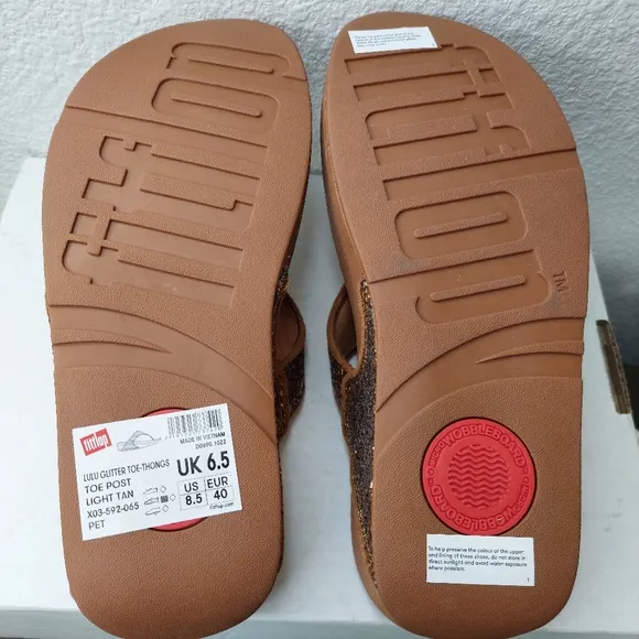 Fitflop Lulu Glitter Toe Thongs Sandals Size 8.5