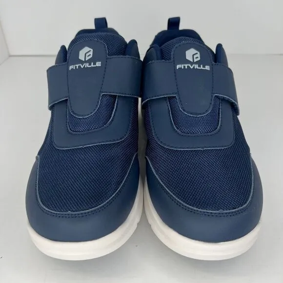 Fitville Mens ETDSV4202305 Blue Easytop Duo Strap V4 Size 10EW Pain Relief Shoes