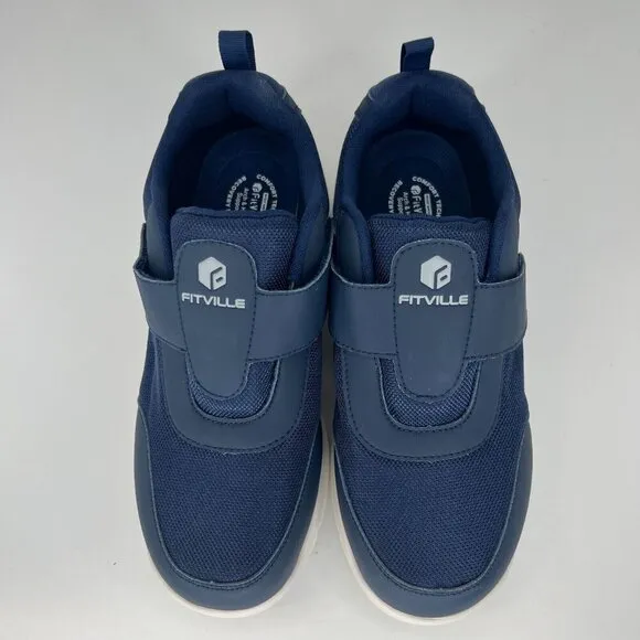 Fitville Mens ETDSV4202305 Blue Easytop Duo Strap V4 Size 10EW Pain Relief Shoes