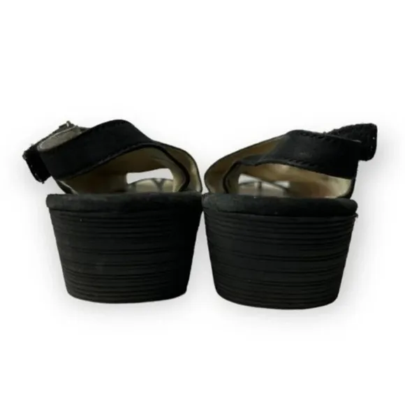 Fly London Black Suede Palpfly Peep Toe Sandals