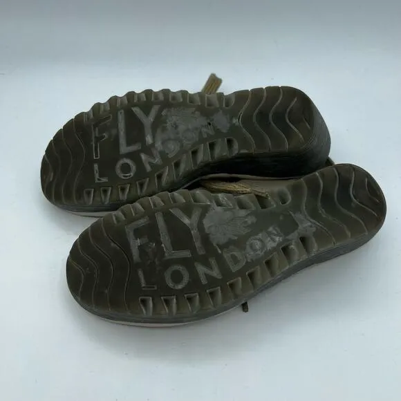 Fly London Cream Yiva Lace Up Wedge Sandals Size 6